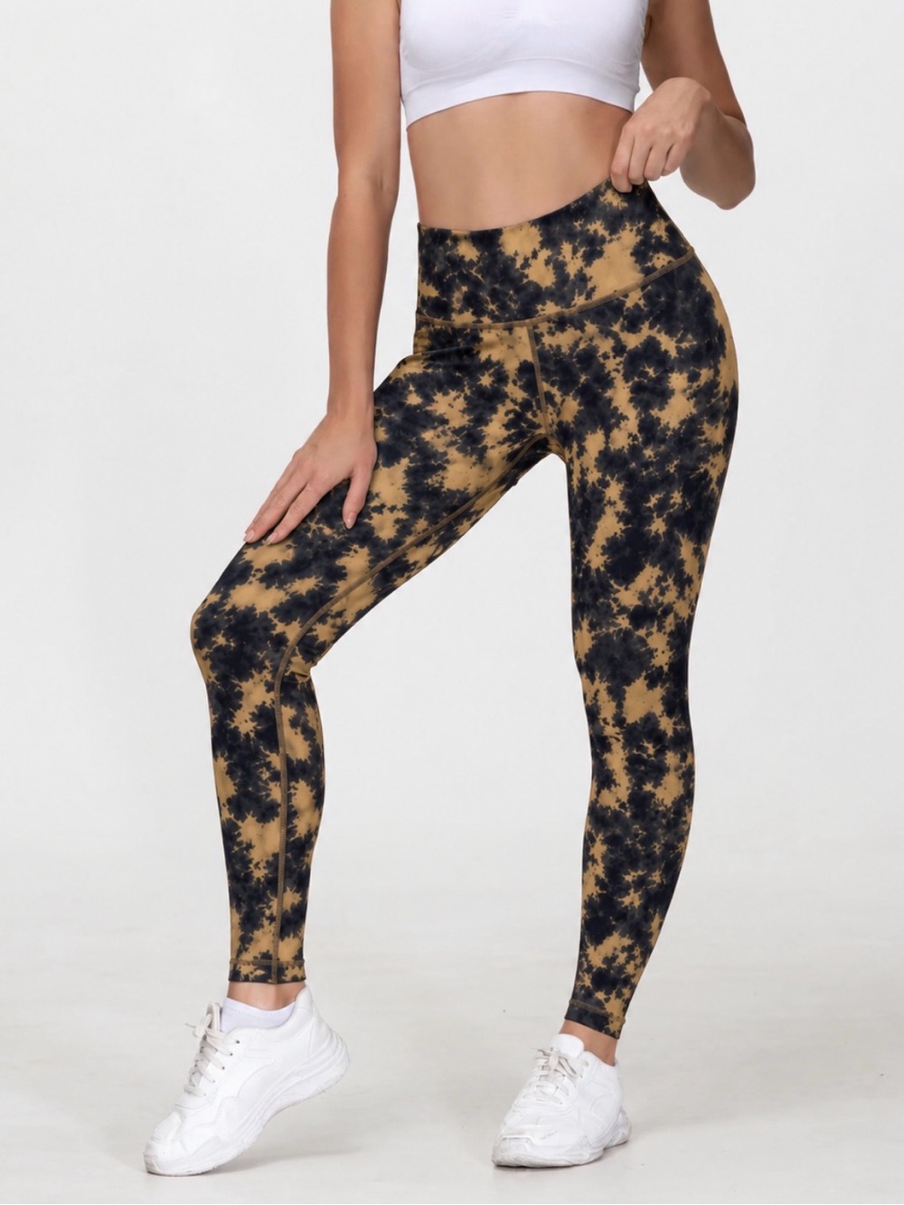 Varley Let’s Go Tie Dye High Rise 7/8 Leggings Brown Black M